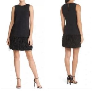 Black Feather Hem Sheath Dress With Ostritch Feathers Size 12 Sam Edelman